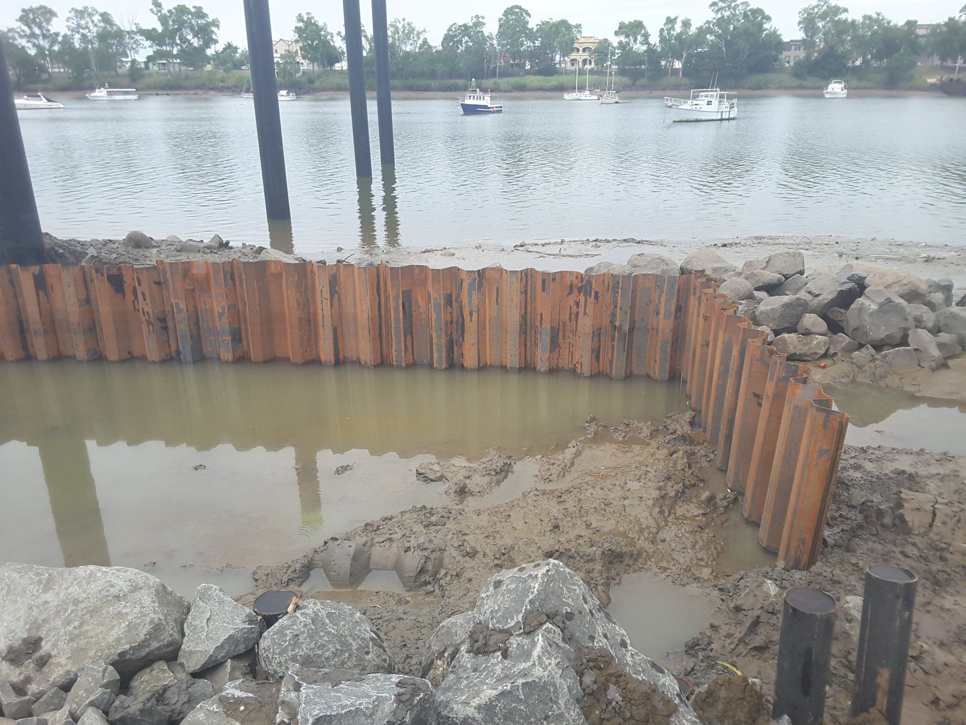 Steel Sheet Piles - Callaghan Park, Rockhampton - Boat Ramp Stabilisation